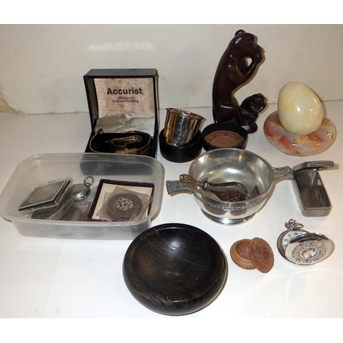 159 - Various coins incl commemorative crowns, two Accurist bracelet watches, metalwares etc.