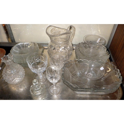 167 - Glassware incl an extensive part set of cut glass plates and bowls, wine glasses etc. Some A/F  (2)
