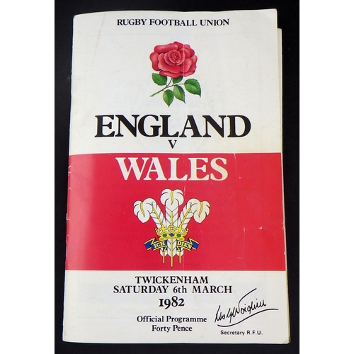172 - Sporting memorabilia: a Rugby Union international match day programme England v Wales, 1982 together... 