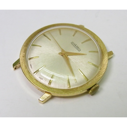 78 - A Tudor wristwatch head comprising a 17 jewel Tudor manual wind movement in a 9ct gold fixed lug cas... 