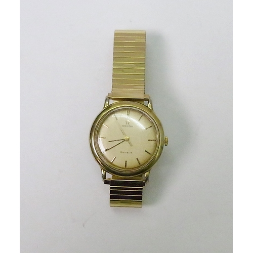 87 - An Omega Geneve wristwatch having an Omega manual wind movement in a non-Omega gold plated case.  Ca... 