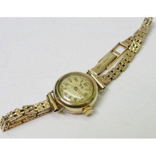 83 - A Rotary ladies wire lug wristwatch comprising a manual wind movement in a 9ct gold case, the whole ... 