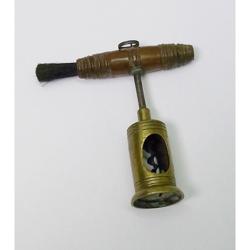 119 - A 19thC Charles Chinnock American patent brass barrel cork screw with brush