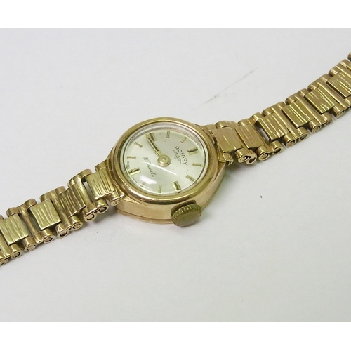 82 - A Rotary ladies bracelet cocktail watch, 9ct gold having a manual wind movement.  15g gross