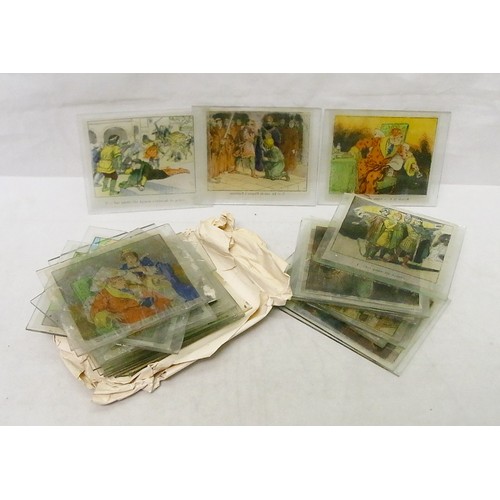 120 - A collection of French glass plate children's / nursery slides.  A/F some peeling, some plates damag... 