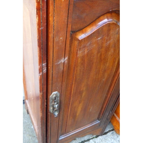 734 - A Victorian pine chiffonier base, doors split, 102cm wide a/f, together with a bedside cabinet (2)