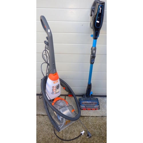 745 - A Shark vacuum cleaner and a Vax carpet cleaner (2)