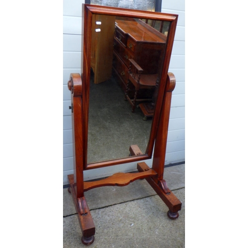 751 - A mahogany cheval mirror, 140cm tall