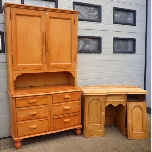 757 - A stripped pine sideboard together with a dresser, a/f (2)