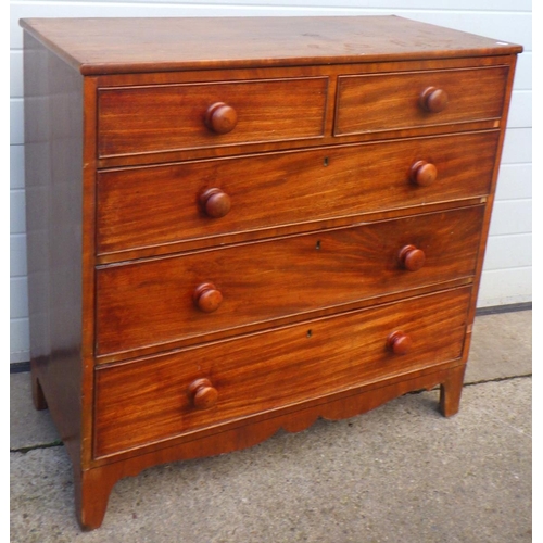 763 - A 19th cen mahogany chest of drawers, marked, 102cm wide