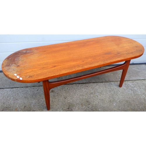 766 - A G.Plan teak coffee table, marked, 148cm long