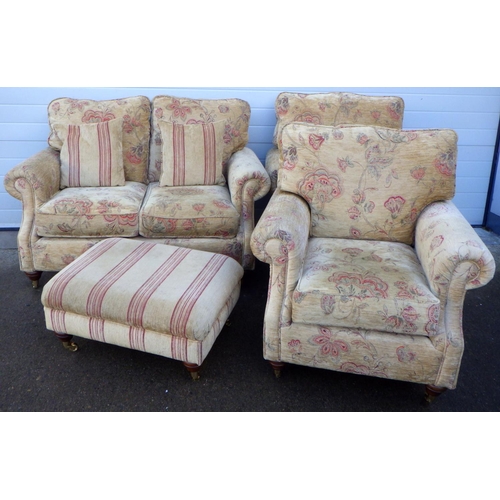 776 - A three piece suite with footstool (4)