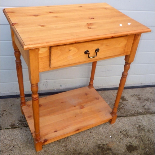 790 - A modern pine side table with single drawer, 70cm wide