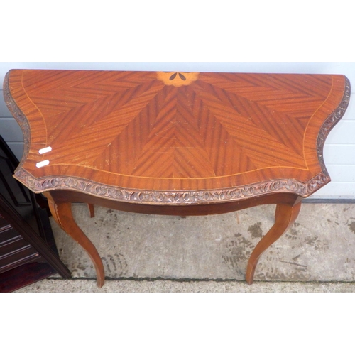 792 - An Edwardian music chest together with a reproduction card table (2)