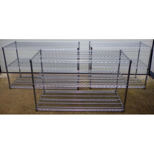 800 - Two sets of metal shelving, 151cm long and another smaller, 122cm long