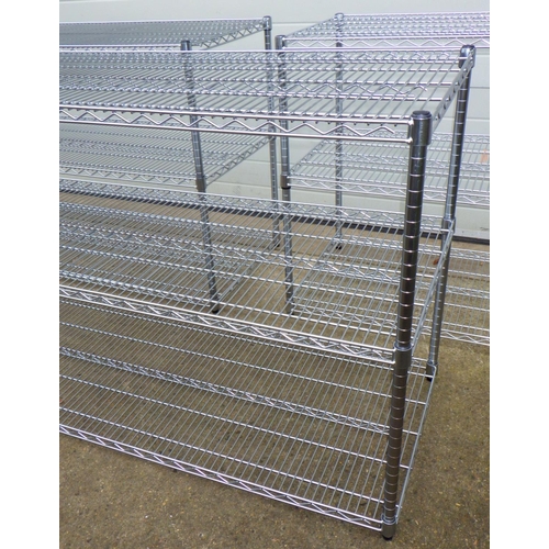 800 - Two sets of metal shelving, 151cm long and another smaller, 122cm long