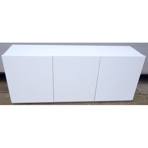 802 - A white gloss three door sideboard, 183cm long