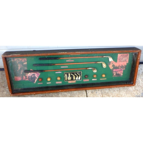 832 - A reproduction golf display box, 