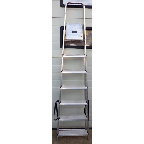 846 - A set of tall aluminium step ladders