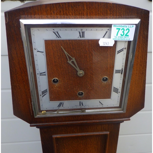 867 - A 1930's oak/ply grand daughter clock (a/f)