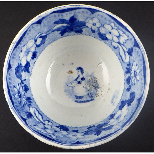 12 - Three Blue & White early 19thC tea bowls and a small dish together with Two made in England Goldsche... 