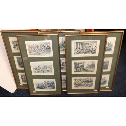 23 - A set of Four framed hunting prints together with a qty of further prints