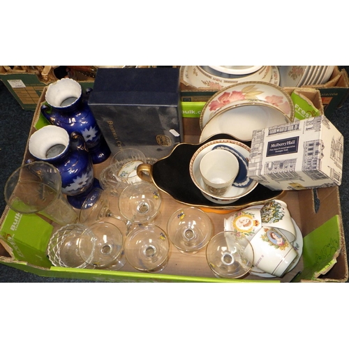 25 - Three boxes of misc collectables to include Crown Ming table ware, glass etc (3)