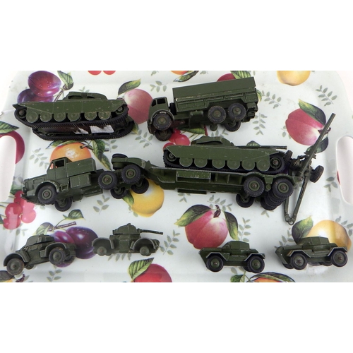 9 - Dinky Toys die-cast military vehicles, some boxed, all play worn.