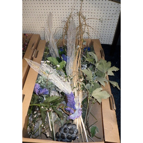 40 - Two boxes of ornamental flowers and a Knockturn Alley sign (3)