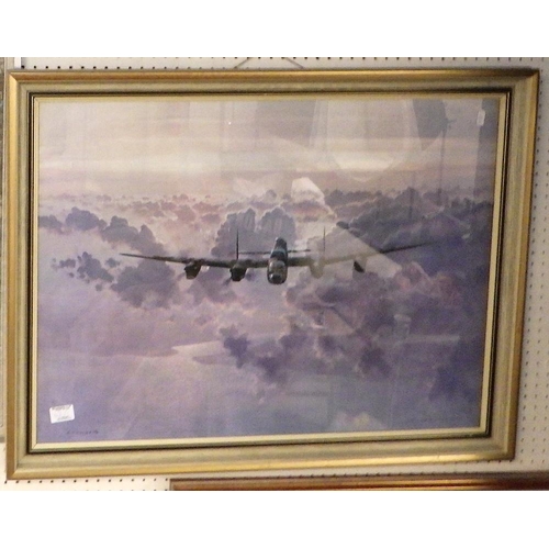 42 - Three framed military aircraft prints etc (6)