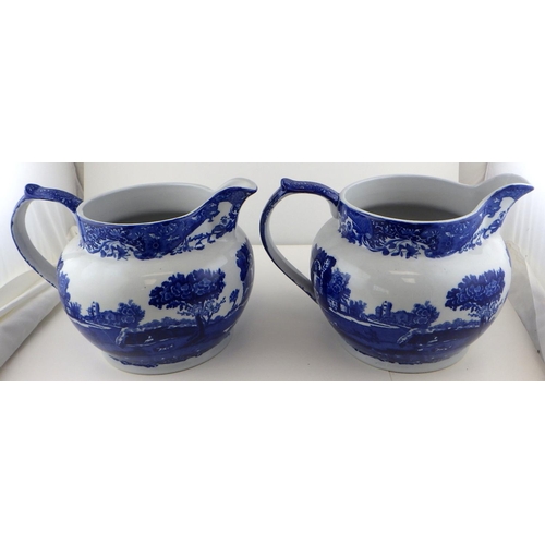 56 - Two large modern blue and white jugs 23cm tall