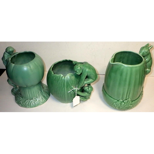 98 - Three green Sylvac jugs 1196, 1959 (3)