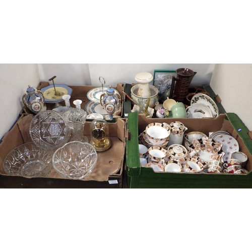 185 - Four boxes of misc ceramics, glass etc, some AF (4)