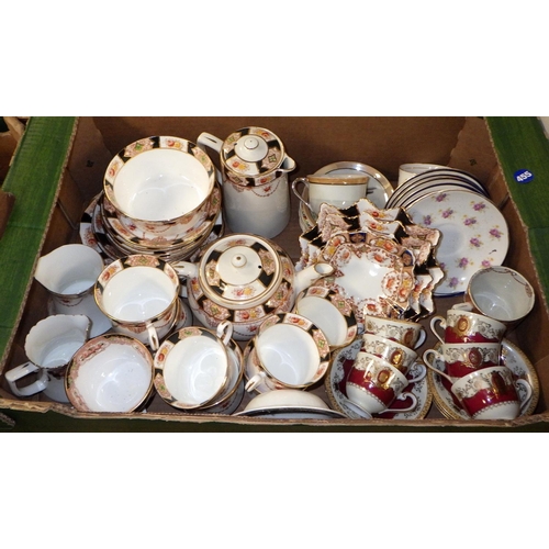 185 - Four boxes of misc ceramics, glass etc, some AF (4)