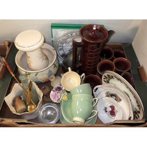 185 - Four boxes of misc ceramics, glass etc, some AF (4)