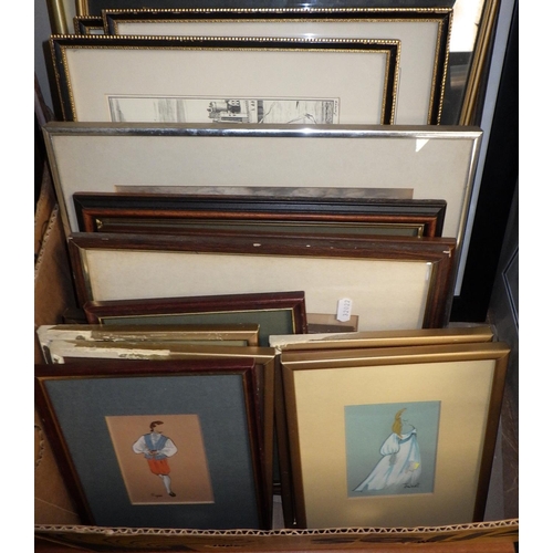 194 - Two boxes of various pictures and prints to include Owen Rees, Austin Throp etc