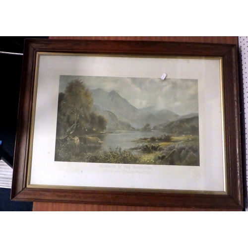 195 - Five oak framed Hubert G Percy cattle Highland prints