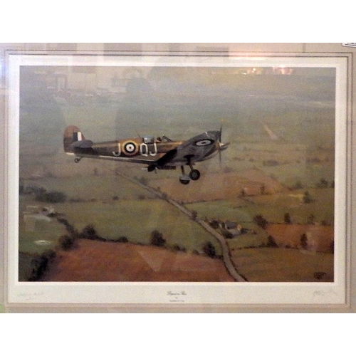 199 - A G A Lea Spitfire pencil signed print 77 x 60cm