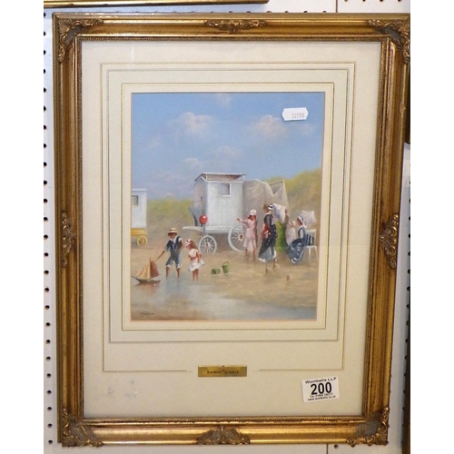 200 - Raymond Gilronan framed mixed media beach scene