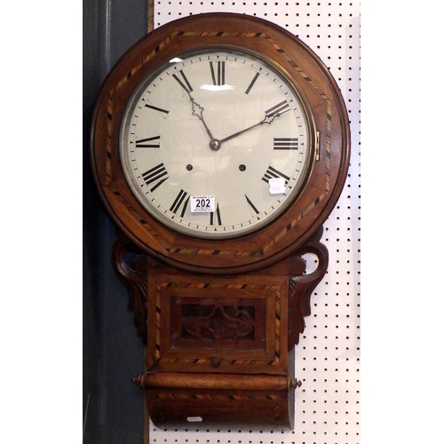 202 - A Victorian inlaid drop dial wall clock