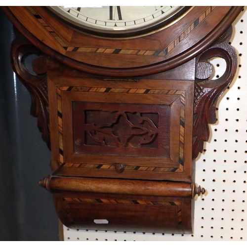 202 - A Victorian inlaid drop dial wall clock