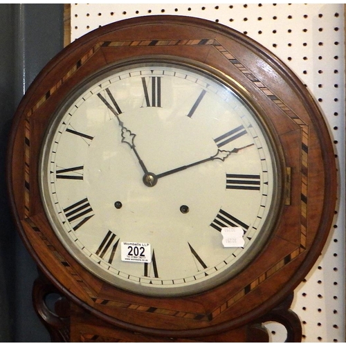 202 - A Victorian inlaid drop dial wall clock