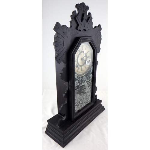 205 - A Large “Gingerbread” chiming clock – Shelf or Wall Peacock decorated panel 58cm tall