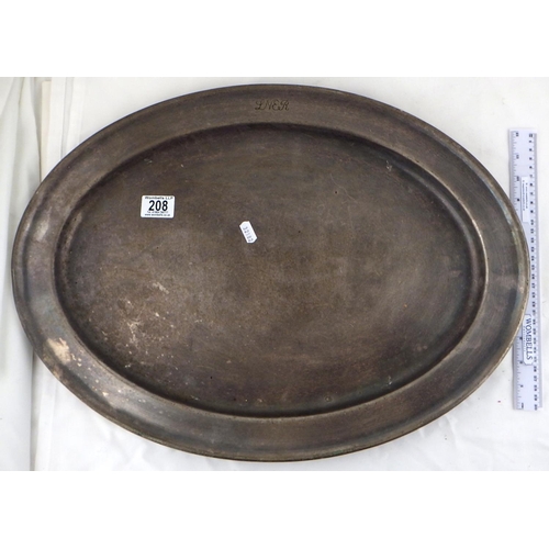 208 - A large LNER plated Walker & Hall oval serving tray 56cm wide