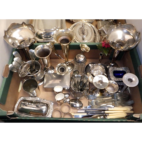 211 - A qty of various silver plate to inc cutlery, tureens, spill vases etc (2)