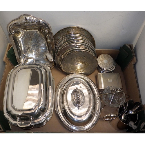 211 - A qty of various silver plate to inc cutlery, tureens, spill vases etc (2)