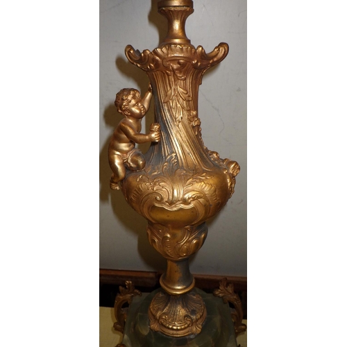 213 - A large pair of gilt metal & onyx candelabras 70cm tall AF