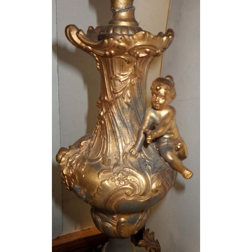 213 - A large pair of gilt metal & onyx candelabras 70cm tall AF