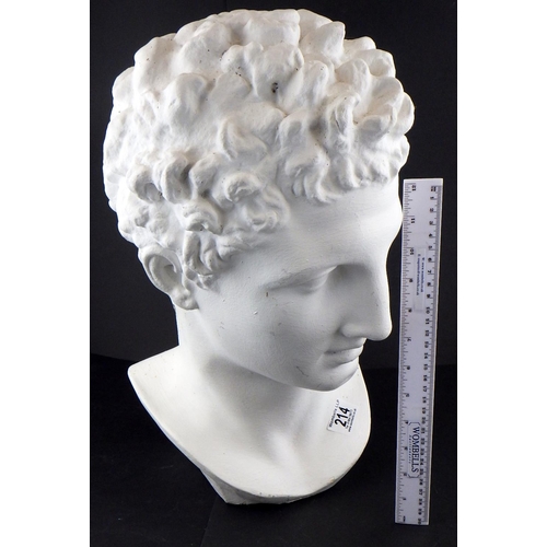 214 - A large plaster Hermes? bust 45cm tall af