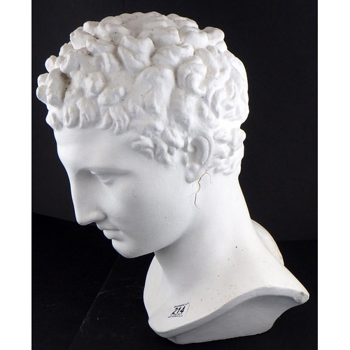 214 - A large plaster Hermes? bust 45cm tall af